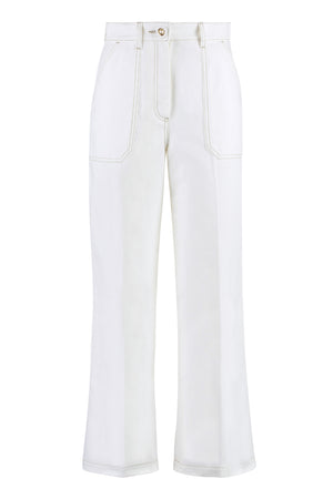 High-rise cotton trousers-0